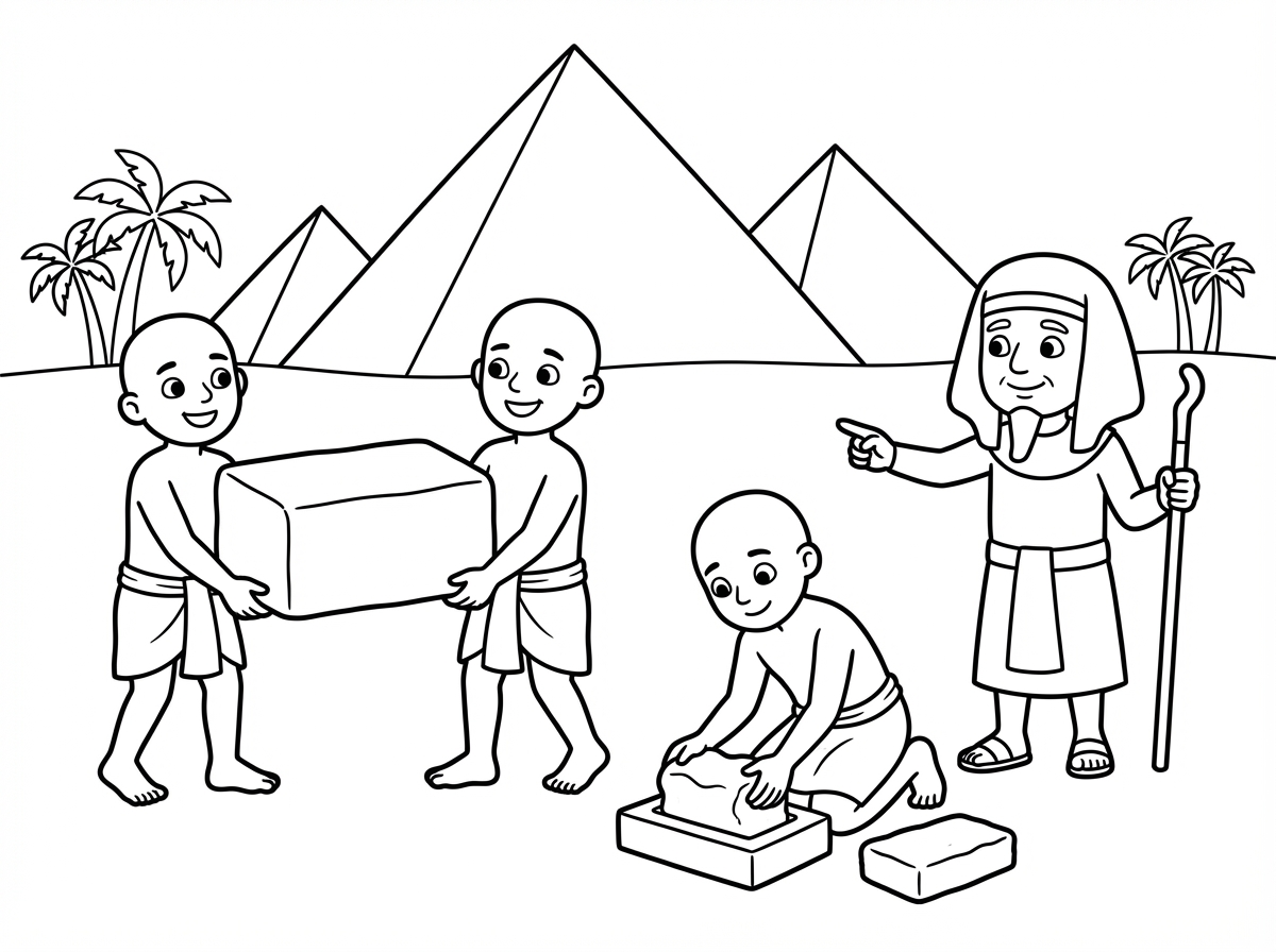 מבקשת דף צביעה לילדים בגן בנושא עבדים במצרים