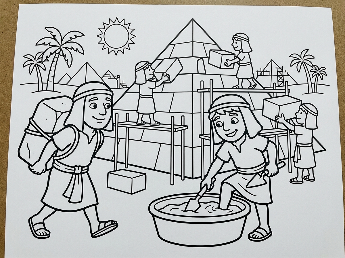 אוקי
תעשה רק את עבודת פרך שעבדו היהודים שסוחבים הרבה אבנים כבדות על הגב מערבבים טיט ברגליים ועוד ובונים הפרמיות זה לגיל 6-7