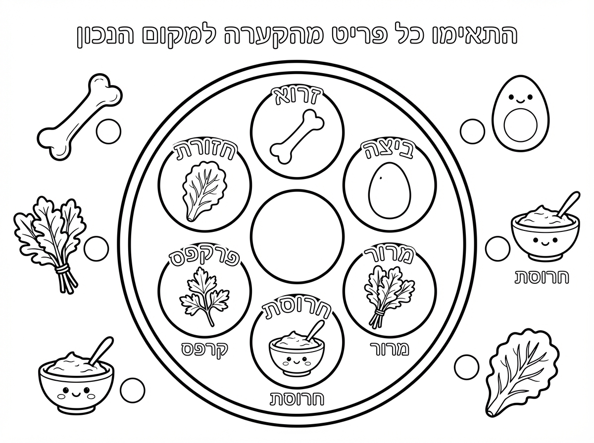אפשר לכתוב הוראה בתחילת הדף?
התאימו כל פריט מהקערה למקום הנכון