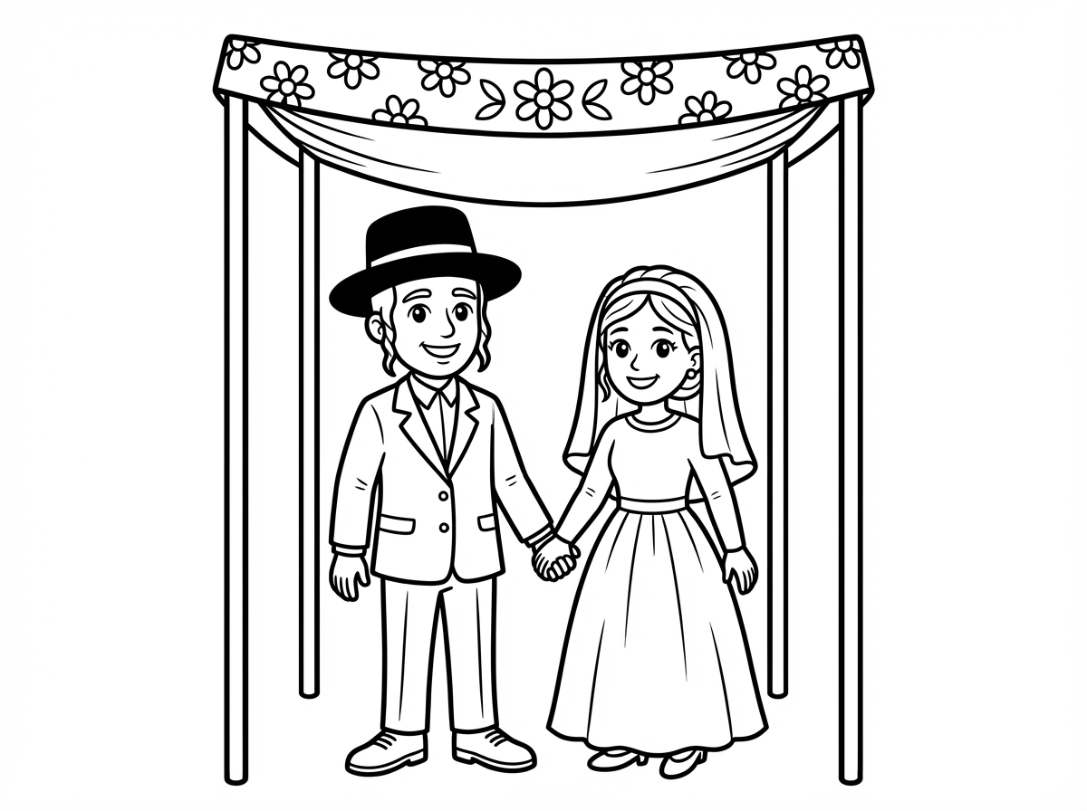 ציור של חת כלה חרדים מתחת לחופה