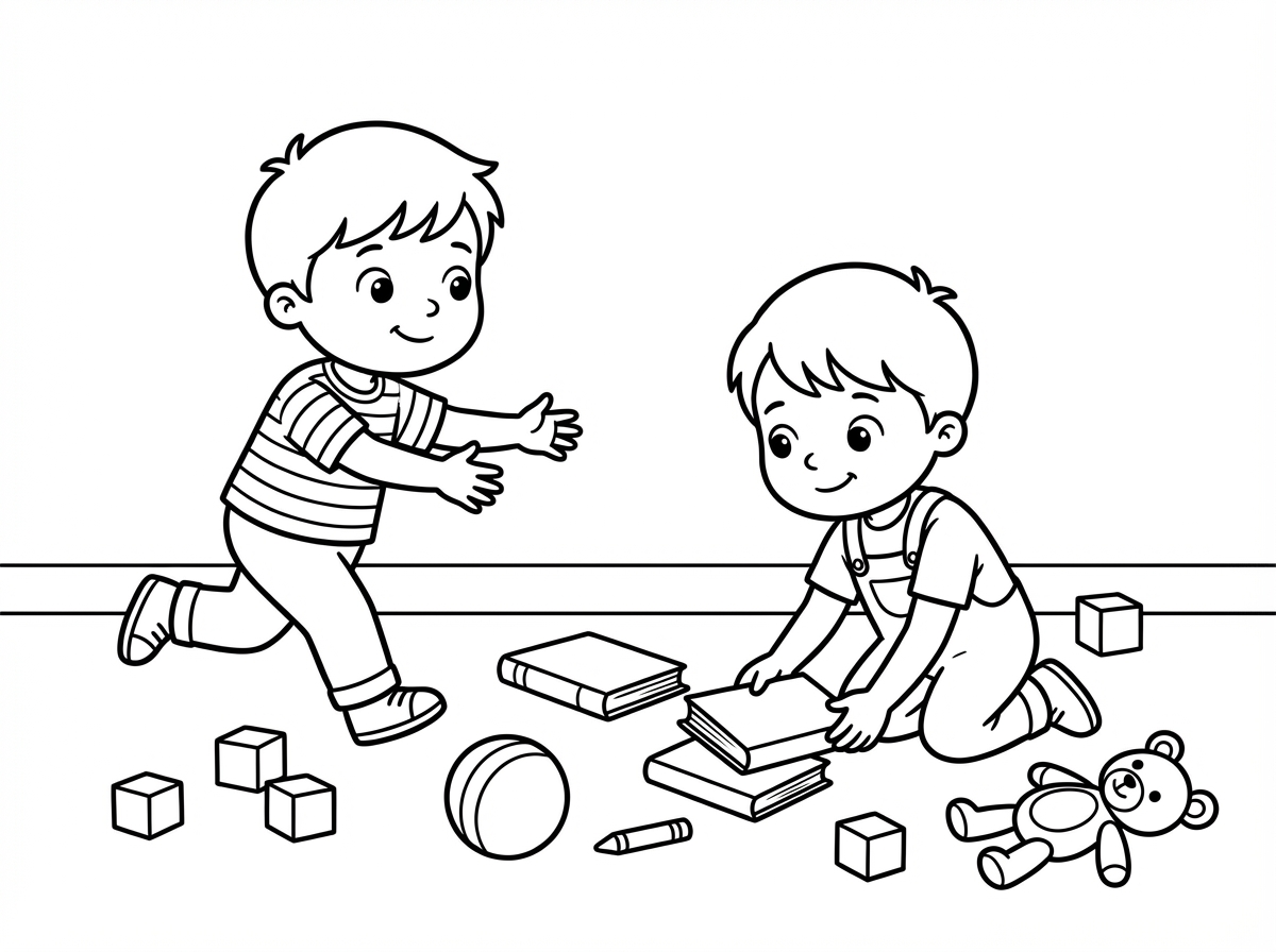 ילד רץ לעזור לילד אחר להרים דברים מהריצפה