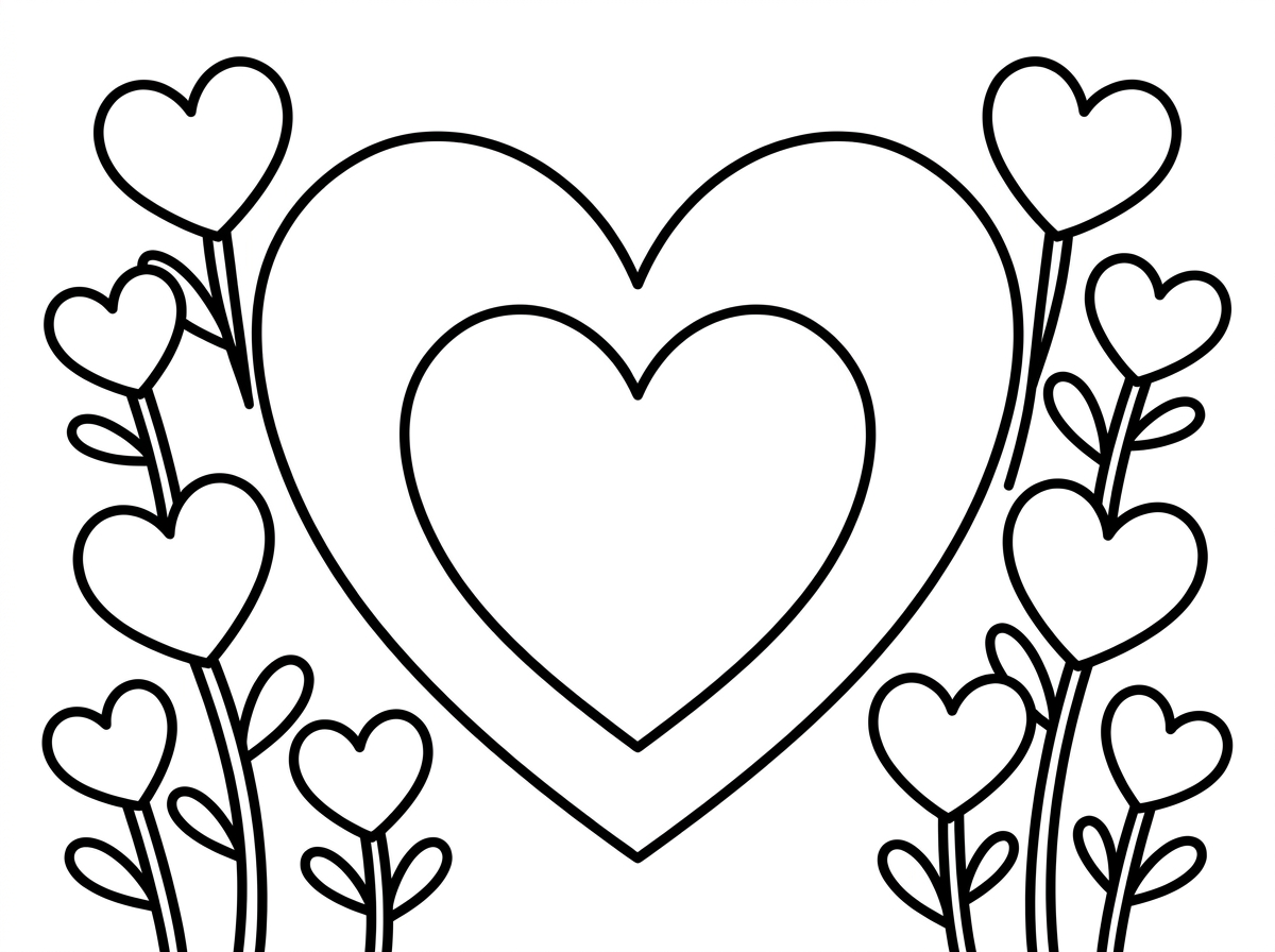 לב בתוך לב ומסביב פרחים של לב