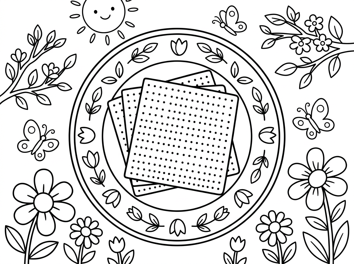 אשמח לדף צביעה שמתאים לחג פסח שמבטא גם אביב ומצות