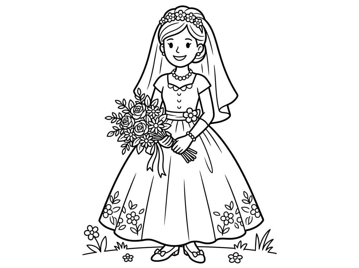 דף צביעה של כלה מהממת