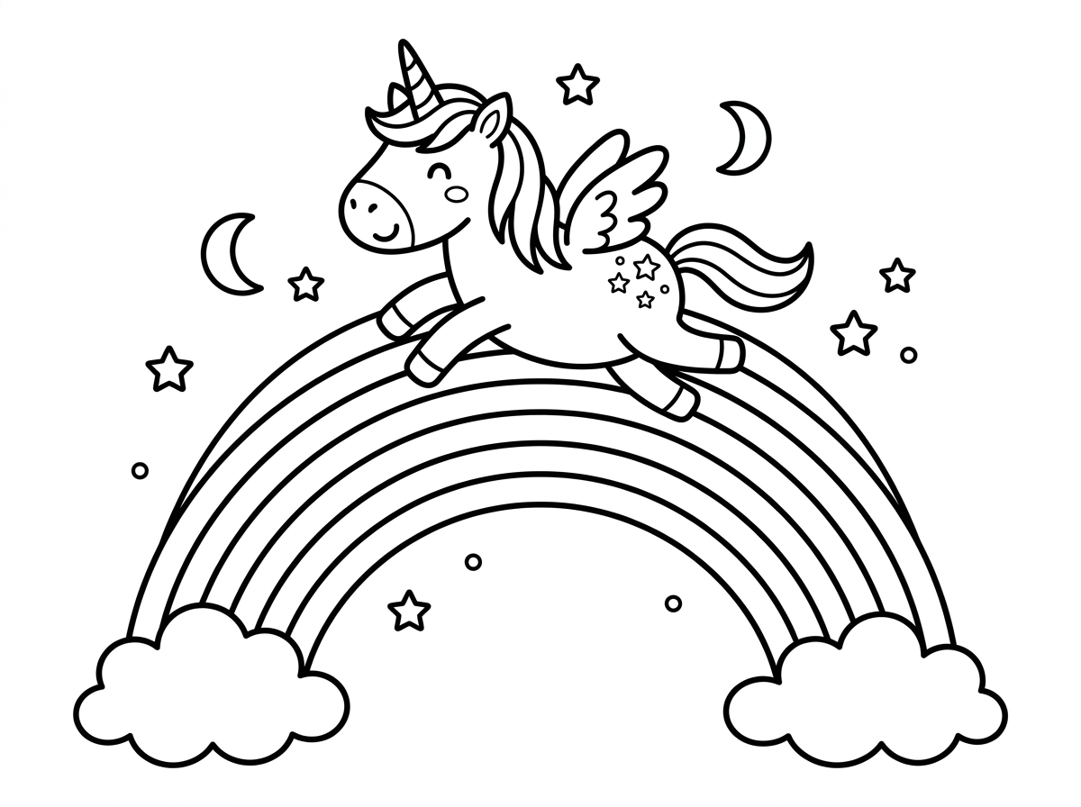 קשת בענן עם חד קרן מעל