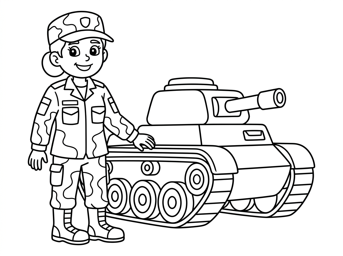 חיילת ליד טנק