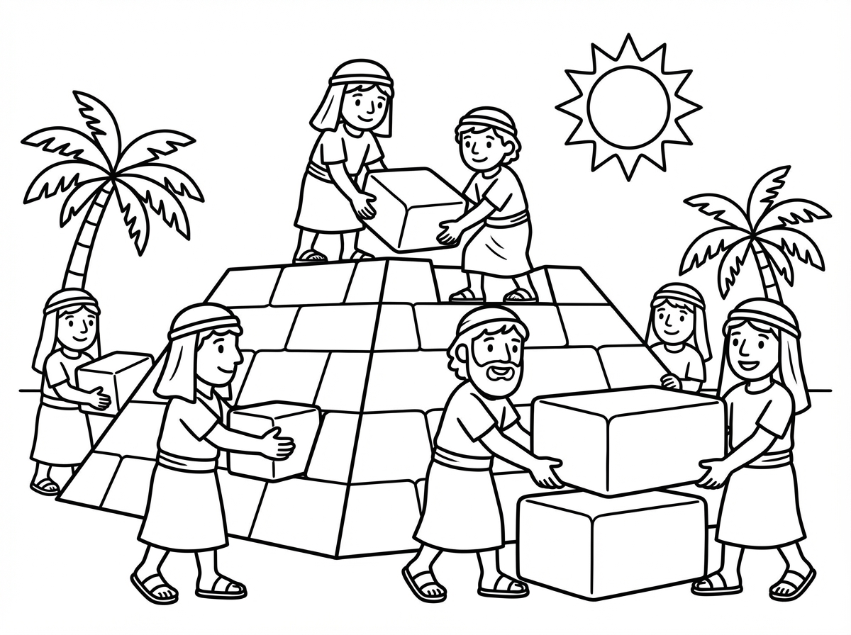 אני רוצה בבקשה עוד דף צביעה. יהודים בונים פירמידות במצרים.