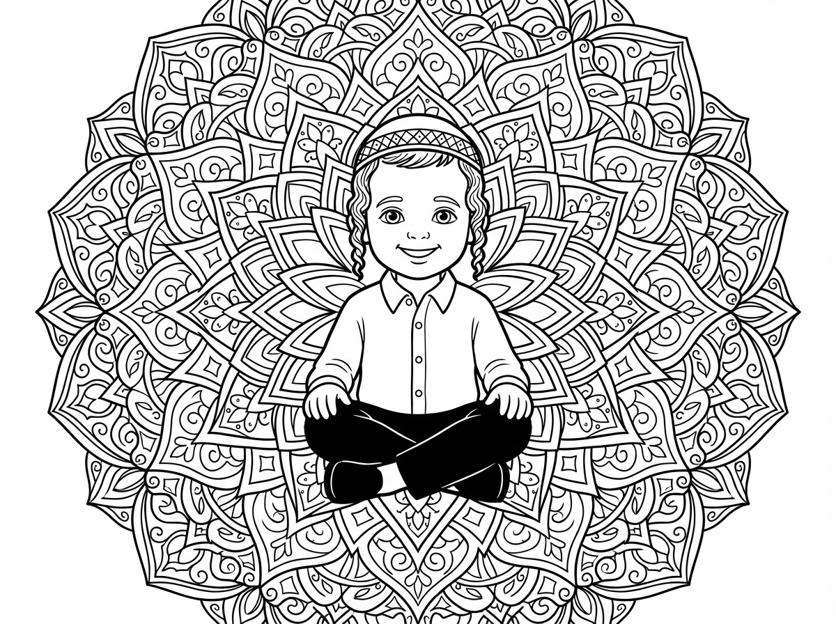 אותו ילד במרכז ומנדלה קשה לצביעה מסביבו