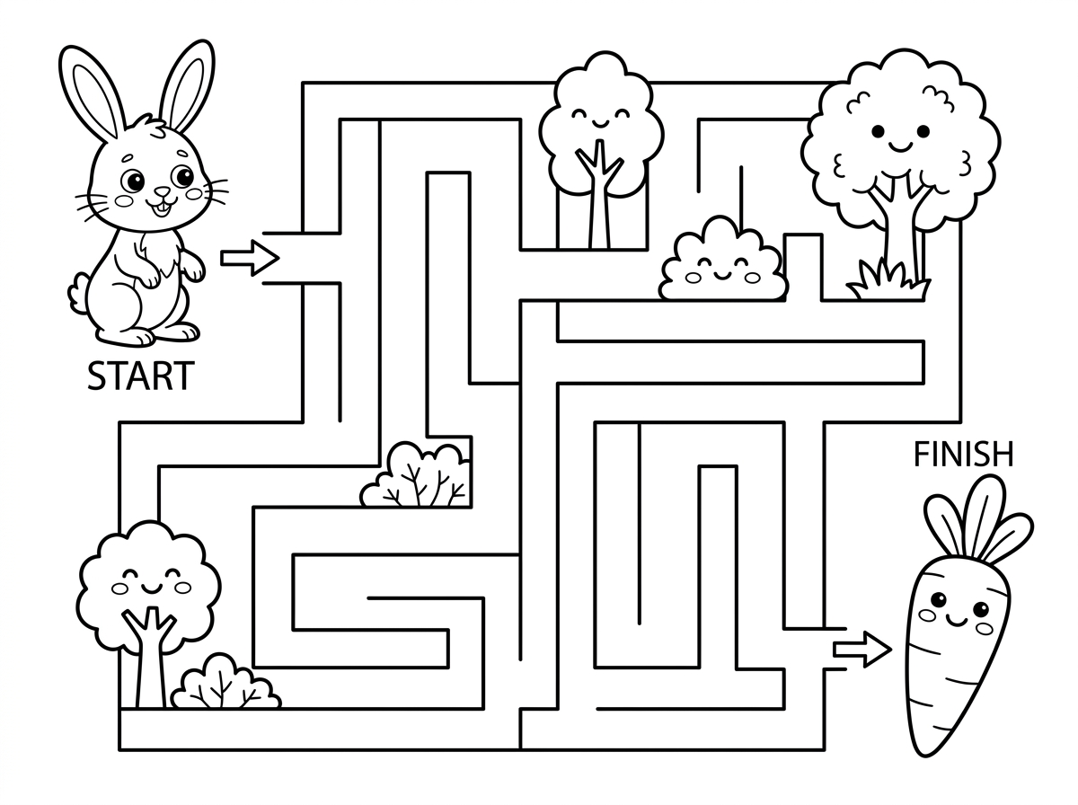 דף צביעה של מבוך קל לילדים