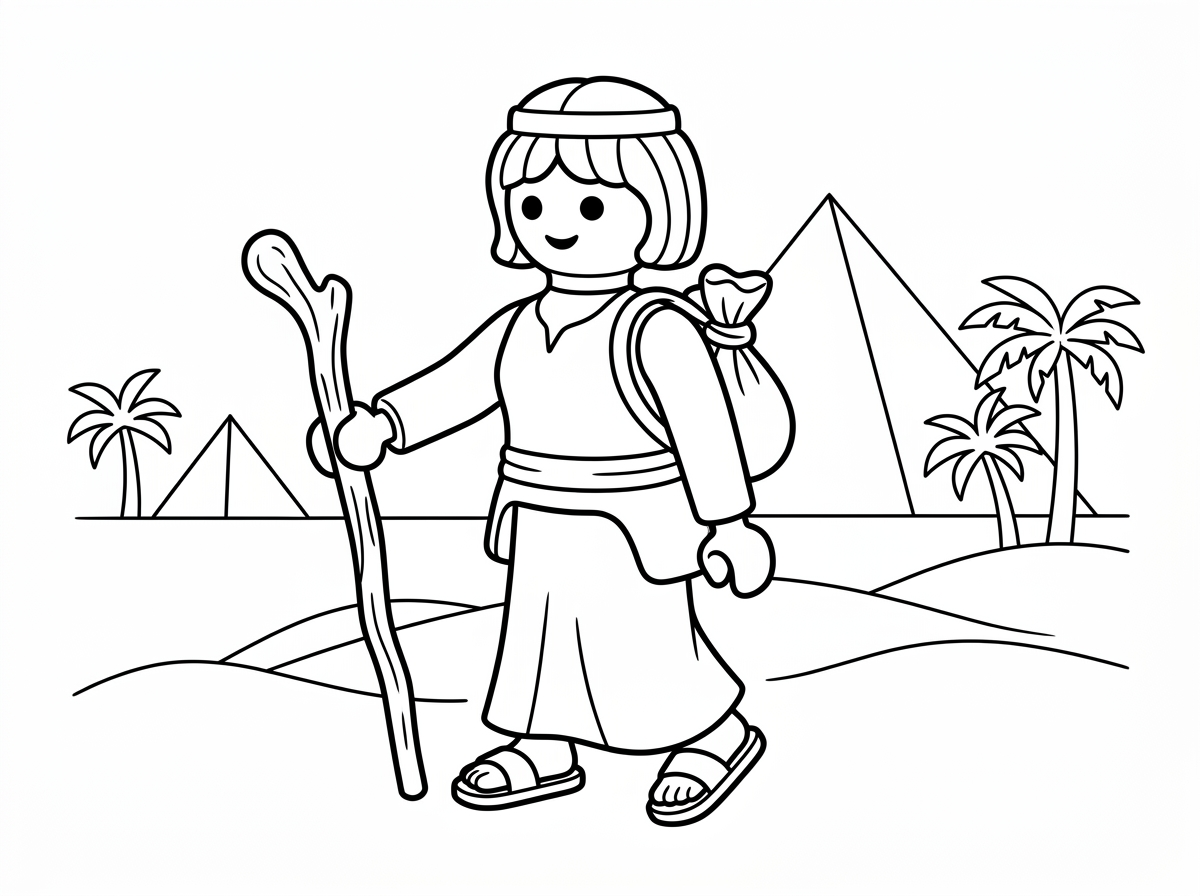 איזה מתוק! עכשיו בבקשה דף צביעה דומה אבל של ילדה! ילדה בסגנון פליימוביל, לבושה בטוניקה צנוע, אוחזת בידה מקל והיא יוצאת ממצרים!