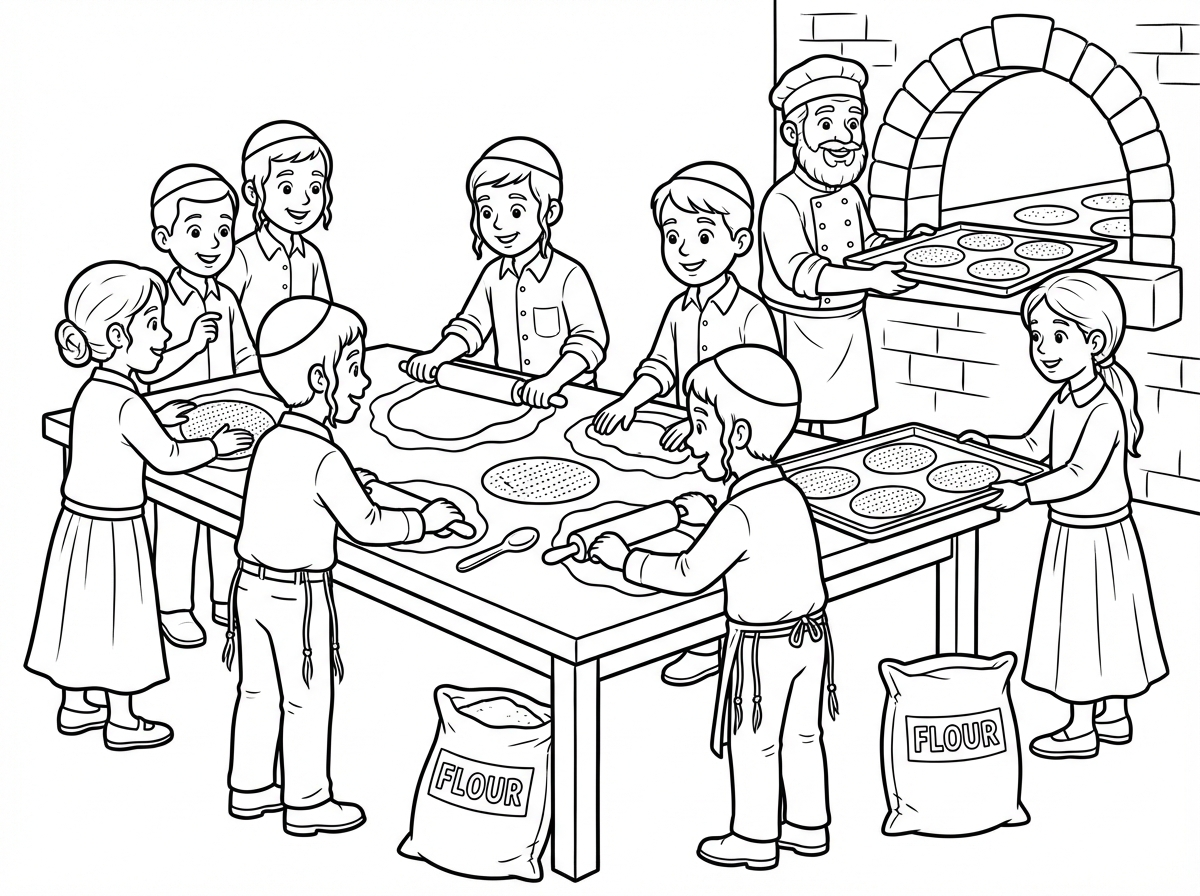 אני צריכה דף צביעה של אפיאת מצות עם בנים ובנות. לבנות שיהיה חצאיות לבנים שיהיו עם ציצית וכיפה ושירו חבדניקים.