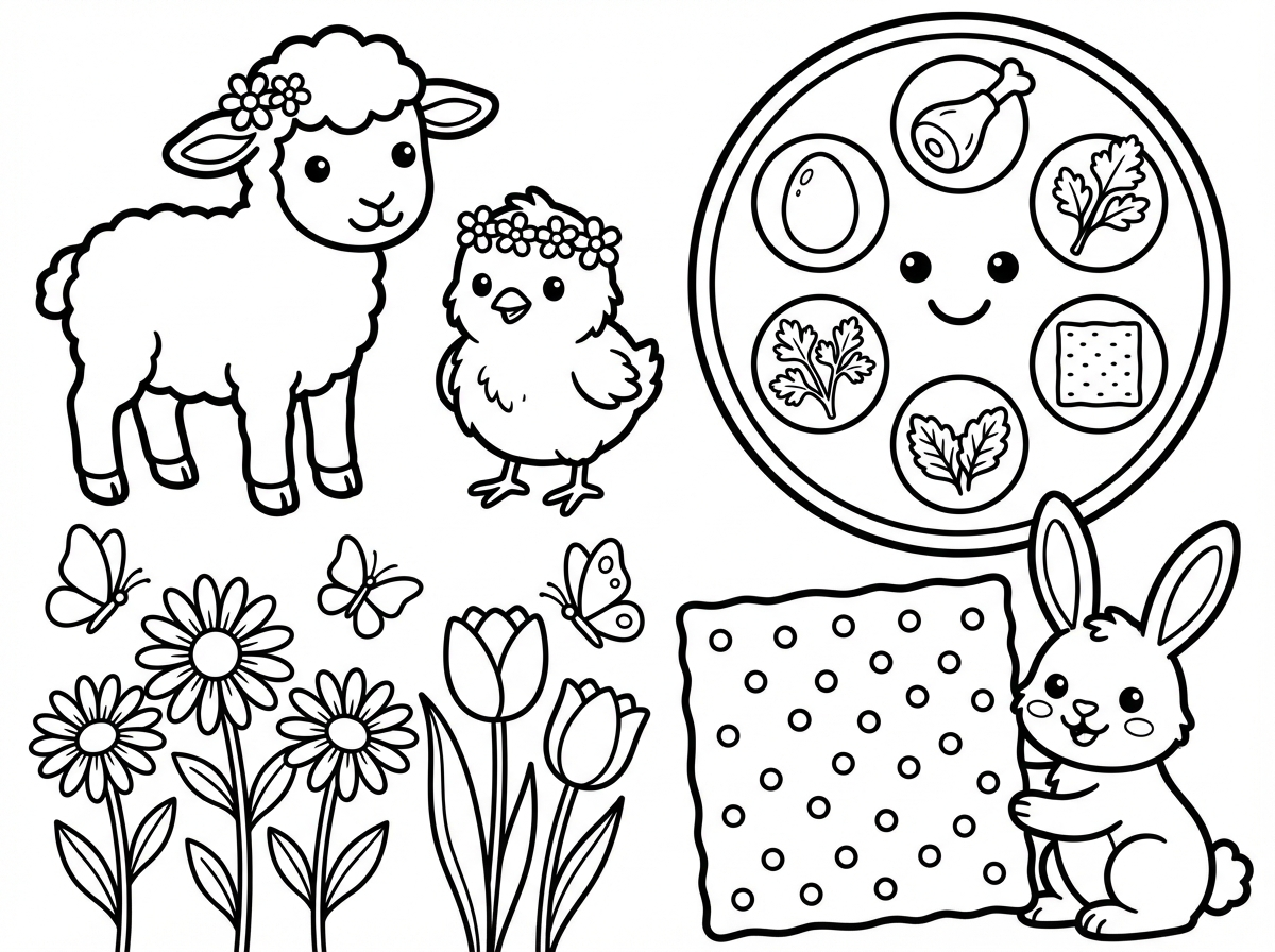 תמונות שקשורות לאביב ולפסח, מותאם לפעוטות.