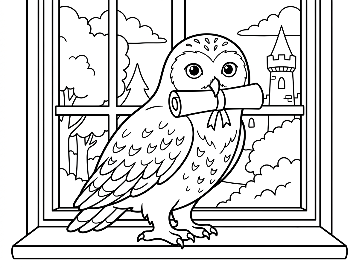 תעשה את אדווינג מהארי פוטר עומדת על החלון עם מכתב