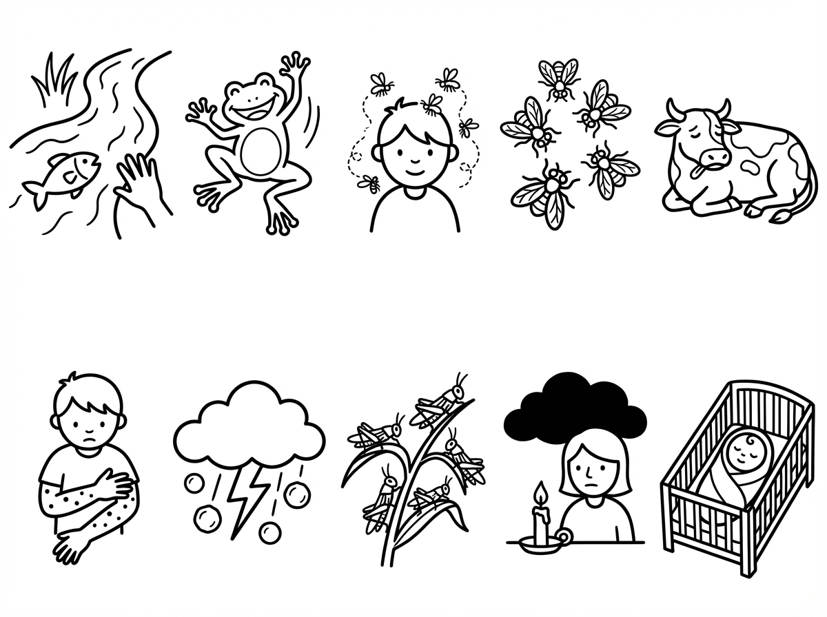 תוכל לעשות לי דפי צביעה של עשר המכות