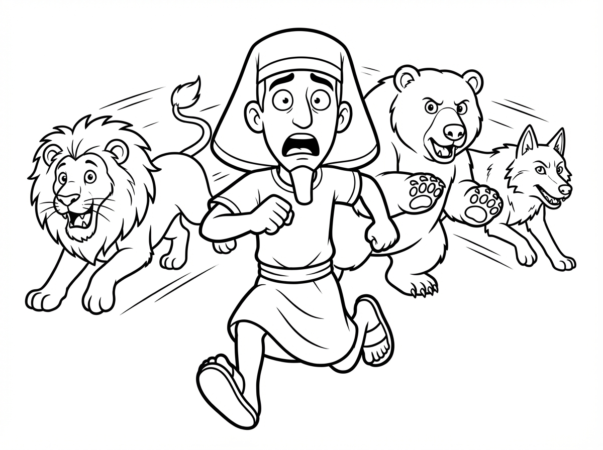 צריך לתקן את ההבעה של המצרי. הוא צריך להיות מבוהל מכך שרודפות אחריו חיות