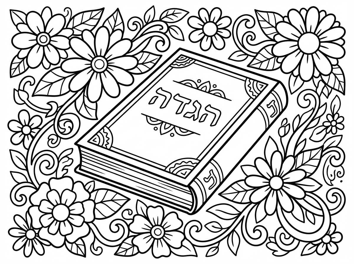 אל תשנה כלום מהדף. רק תוריד את ההגדה הפתוחה ובמקומה תשים עוד פרחים כמו בשאר הדף.
את ההגדה הסגורה תהפוך שהכיוון יהיה מימין לשמאל