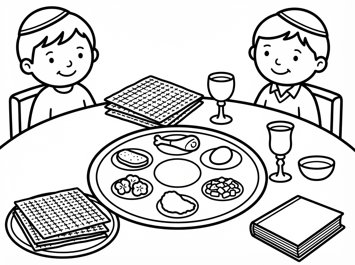 ציור לילדים לצביעה 
על פסח מצה ומרור