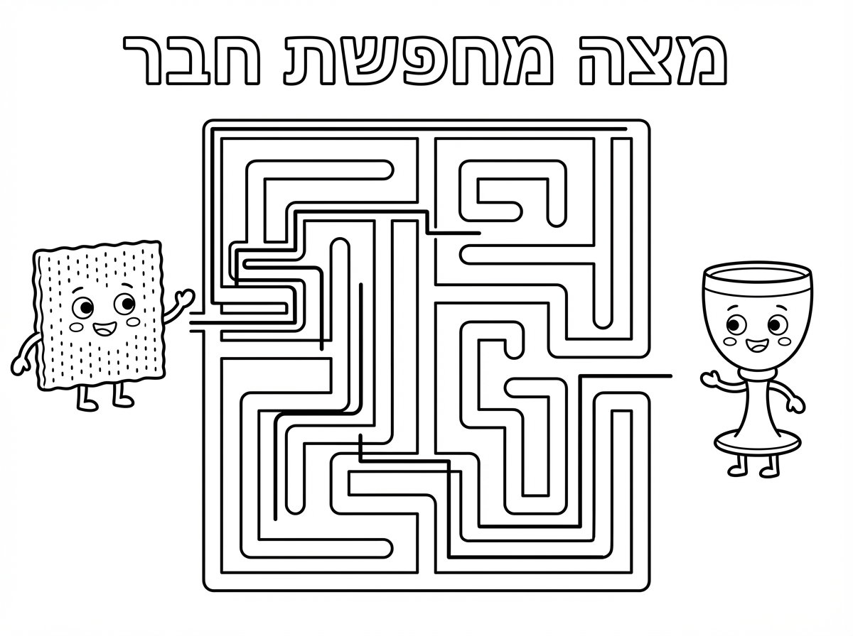 לא. ביקשתי שהמצה והגביע יהיו זהים לציור שהעליתי. מבוך פשוט, קצר, מותאם לילדים קטנים בגיל 4