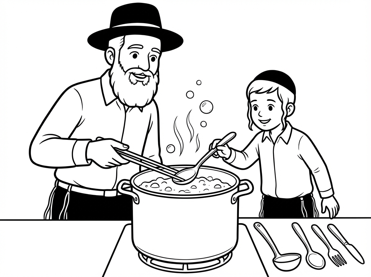 דף צביעה לילדים חבדניקים הגעלת כלים