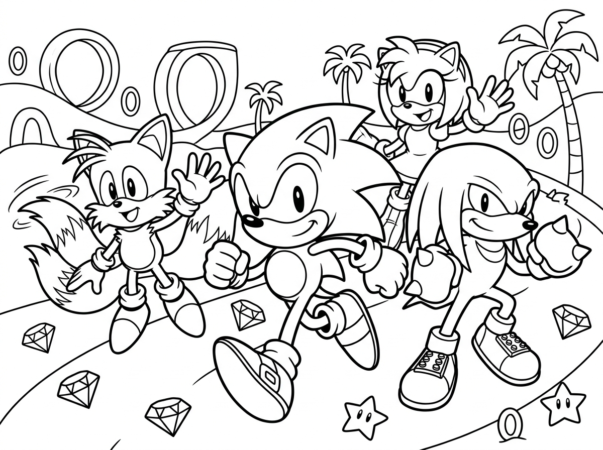 ציור של הדמויות סוניק