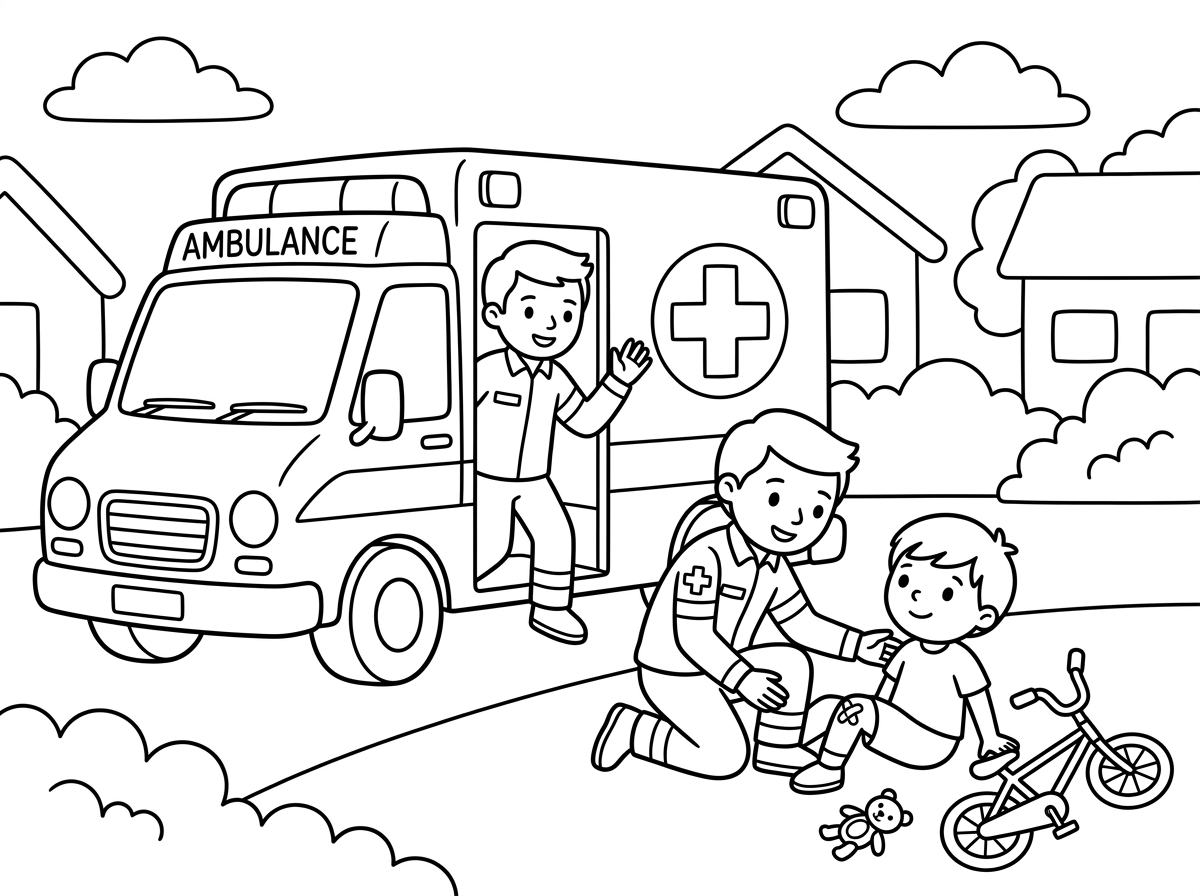 אמבולנס שהוא מציל ילד שנפל