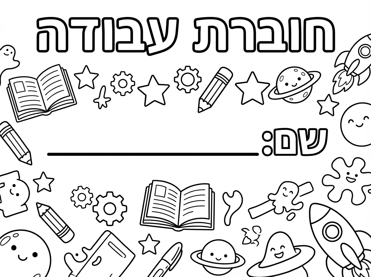 תיצור לי בבקשה דף צביעה שכתוב חוברת עבודה
שם: