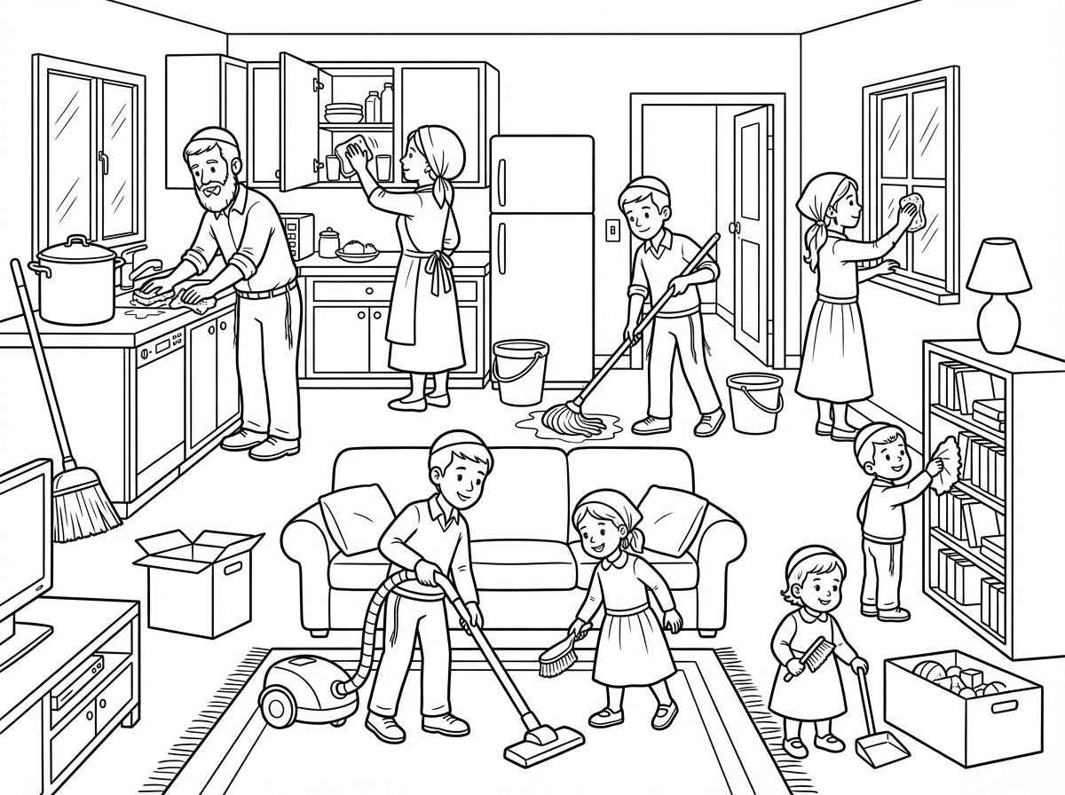 תכין לי דף צביעה של משפחת גרינבוים מנקה לפסח
שישה ילדים
שלוש בנות ושלוש בנים
גילאי 12-2
מגזר חרדי