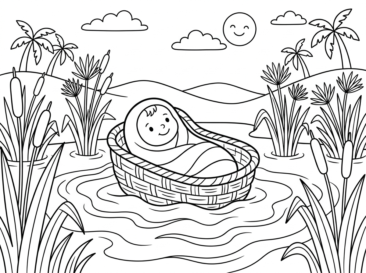 דף צביעה משה בתיבה