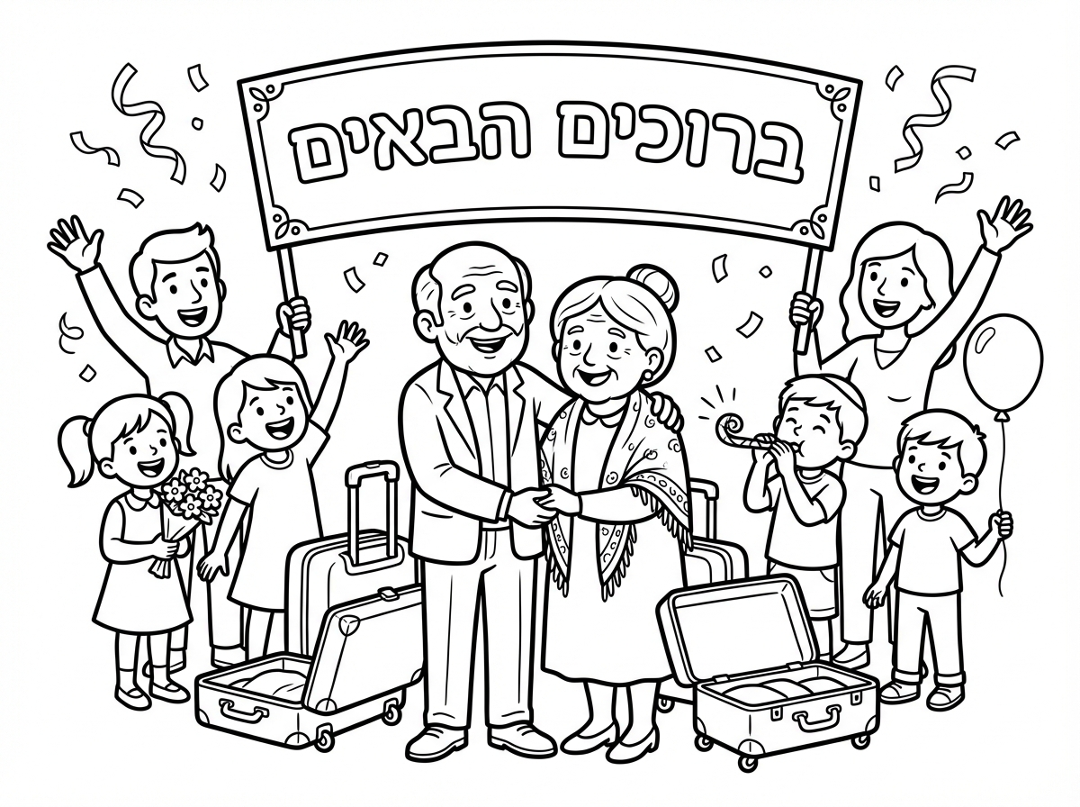 תעשה לי את הדמויות האלו שבציור שהכנסת בתוך הציור של הברוכים הבאים ואין צורך להוסיף מקל לסבא רק את הדמויות להחליף אני מקווה שהבנת