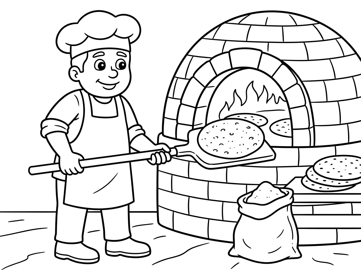 דף צביעה של מצה עגולה שאופה מוציא מהתנור של אפיית מצות