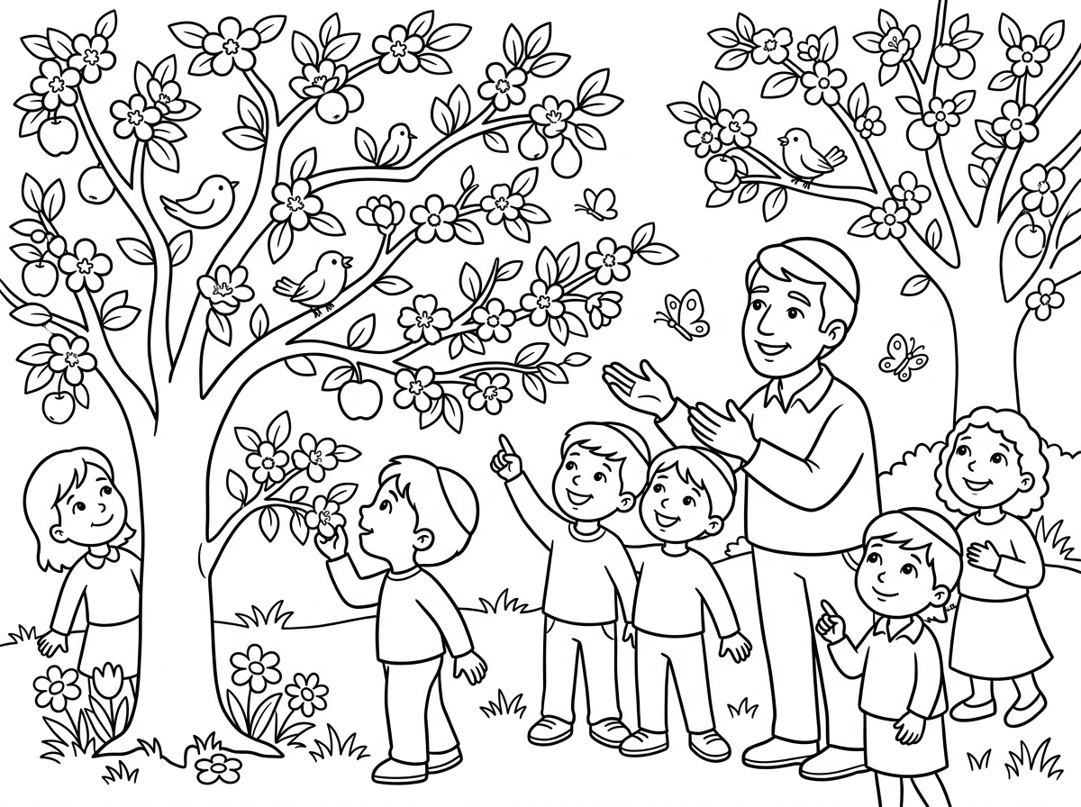 תכין לי מזה דף צביעה של ברכת האילנות