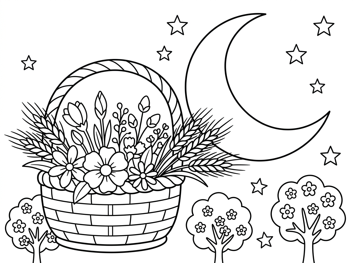 תוכל ליצור לי סמל ראש חודש ניסן לצביעה לילדות