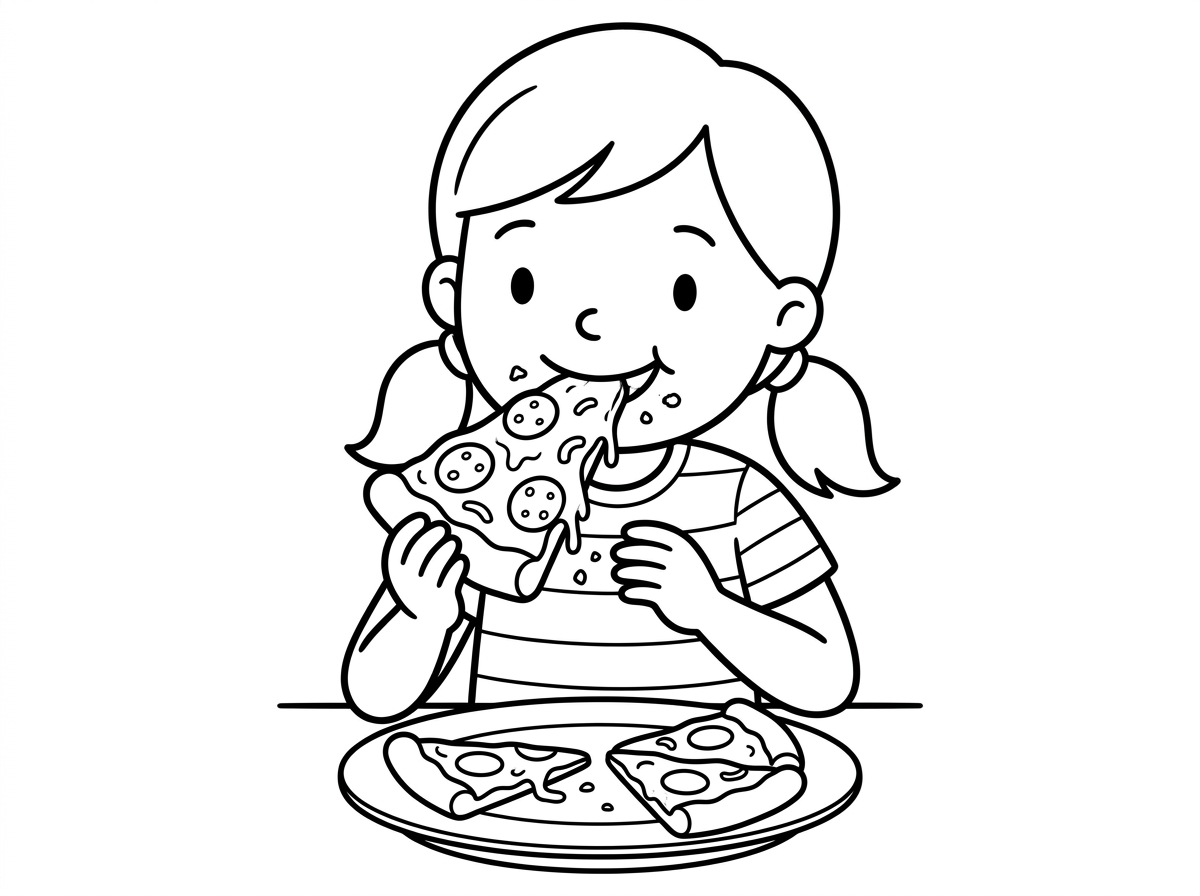 ילדה בת 6 אוכלת פיצה