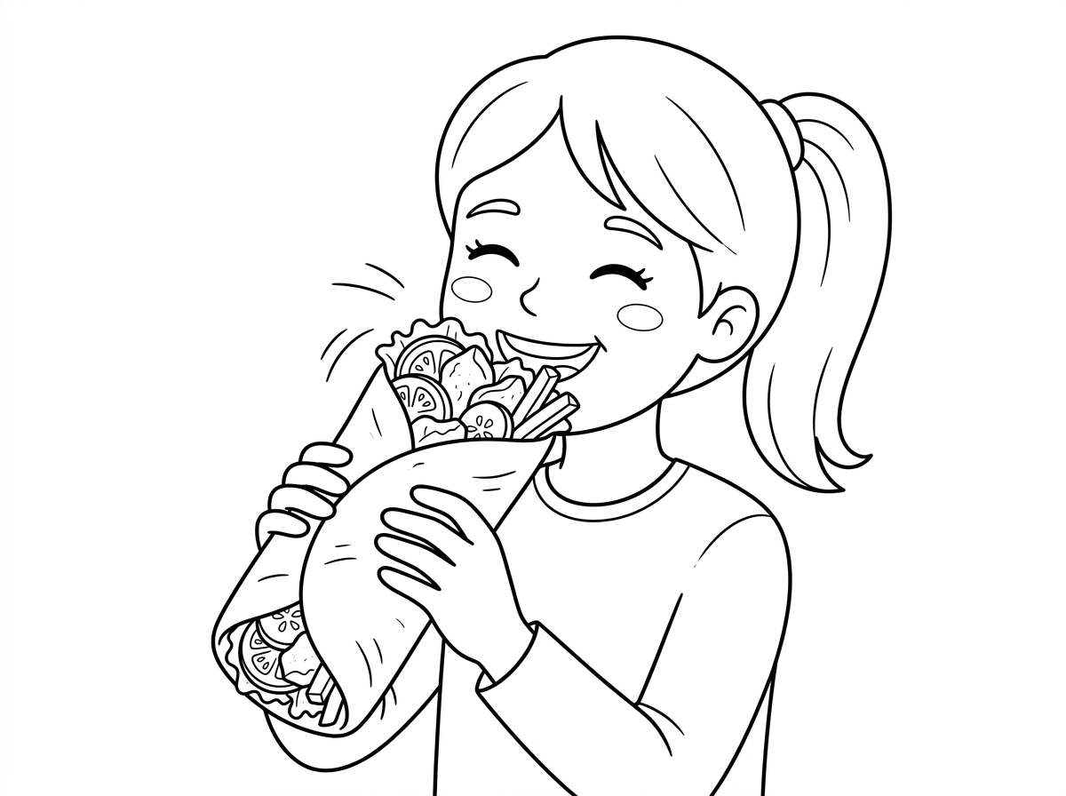 ילדה בת 12 אוכלת שווארמה בלאפה