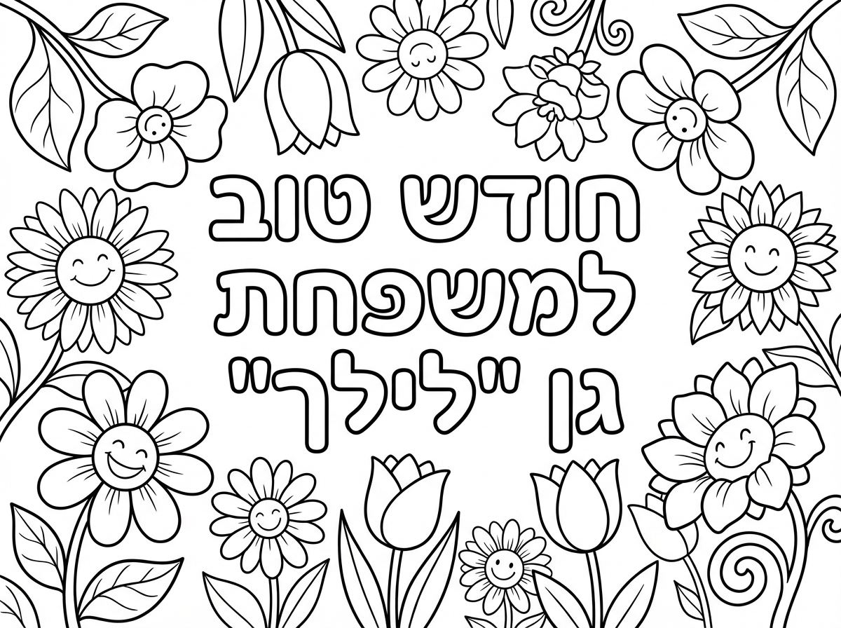 שלום וברכה
תיצור לי בבקשה דף צביעה של פרחים ובאמצע כתוב באותיות חלולות
חודש טוב למשפחת גן "לילך"