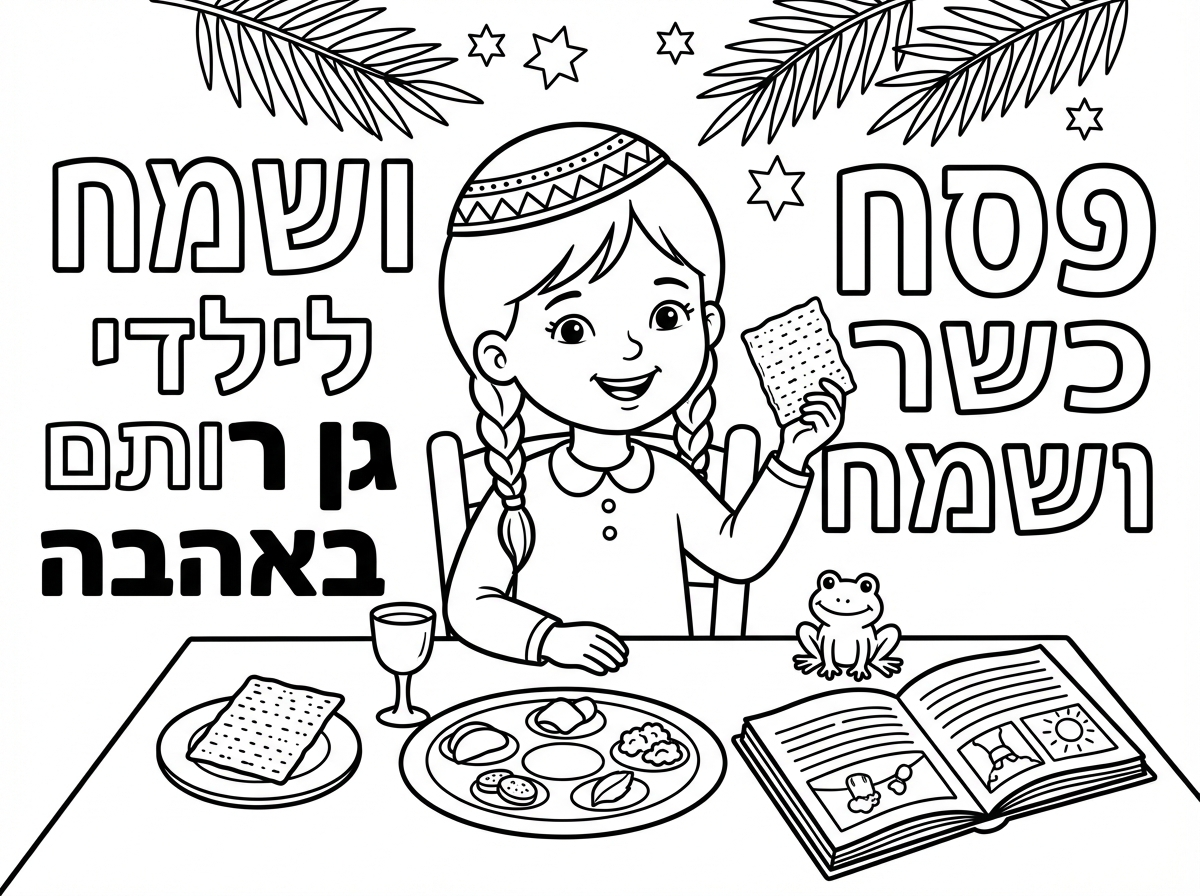 לילדה בל כיפה
ושיהיה כתוב בעברית
פסח כשר ושמח
לילדי גן רותם באהבה