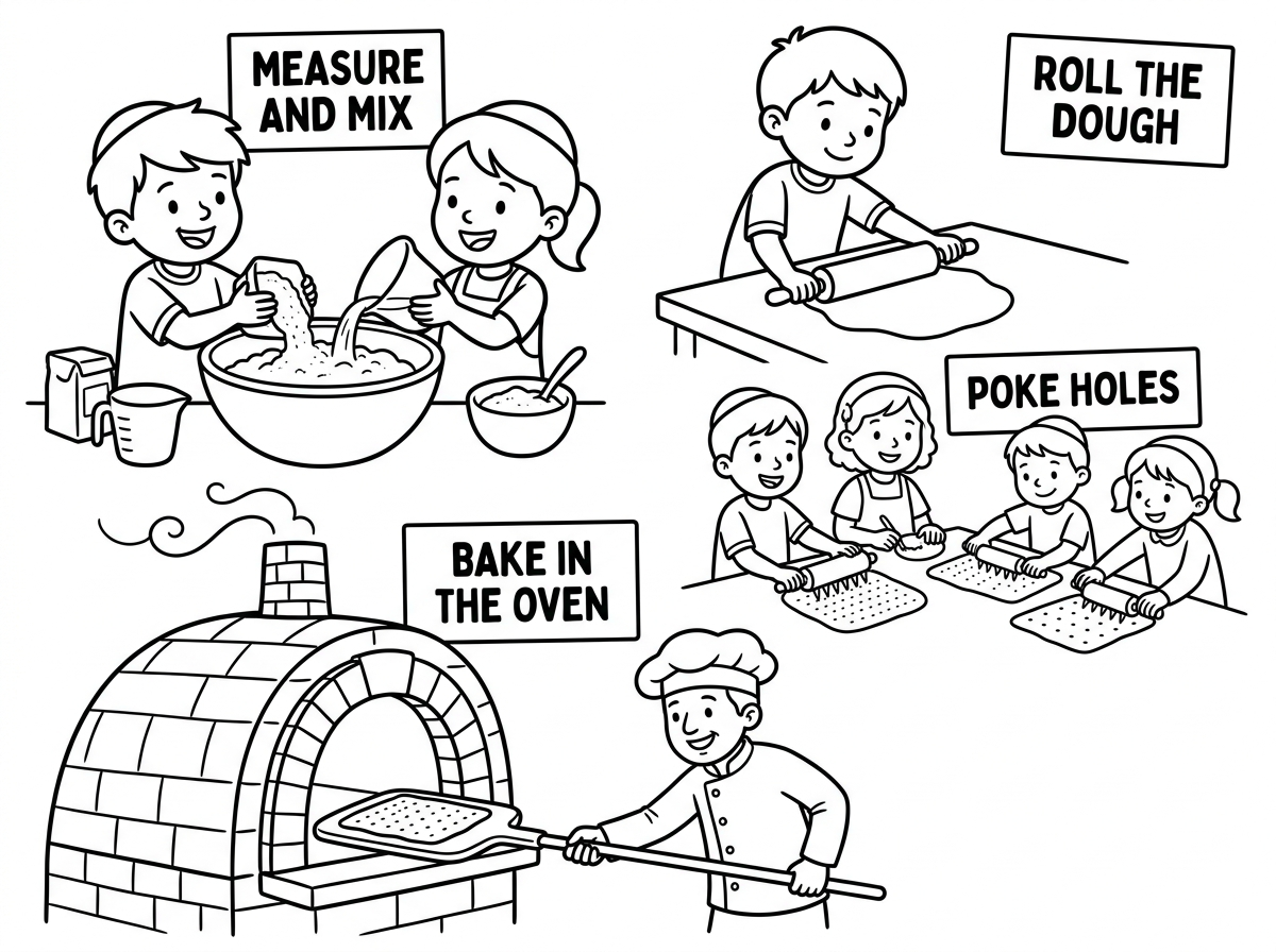 תהליך אפיית מצות -דף צביעה