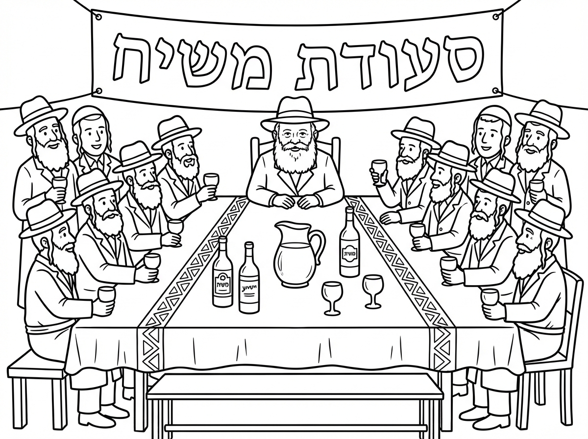 משהו יפה אני צריכה. שיהיו ארבע כוסות. שיהיו כוסות לכל החסידים בלי הרגל. כוס בלי הרגל ו להוריד את התמונה של הרבי ולשים את הרבי מלובביץ' בקצה של השולחן שהוא יושב. בדיוק במקום של התמונה, להוריד את התמונה, לשים את התמונה של הרבי יושב עם החסידים. ואת הכוסות בלי רגל לשים. אמ ונוורד את הכיתוב הנה דף הצביעה שלך מוכן. כי שאני אוכל להדפיס את זה. אמ זהו, תודה.