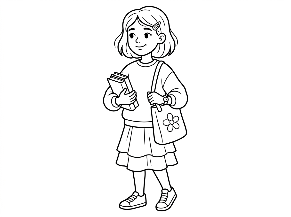 ילדה בוגרת בת 16 עם תיק וספרים ביש