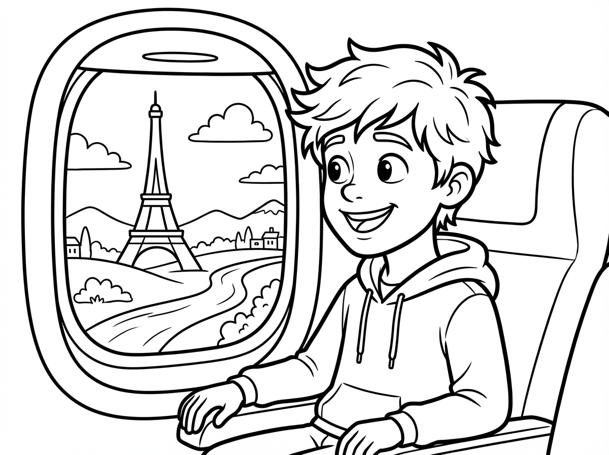 הילד בן 15 הצליח לעלות על הטיסה.
צייר לי אותו יושב במטוס שמח
מסתקל מהחלון על צרפת