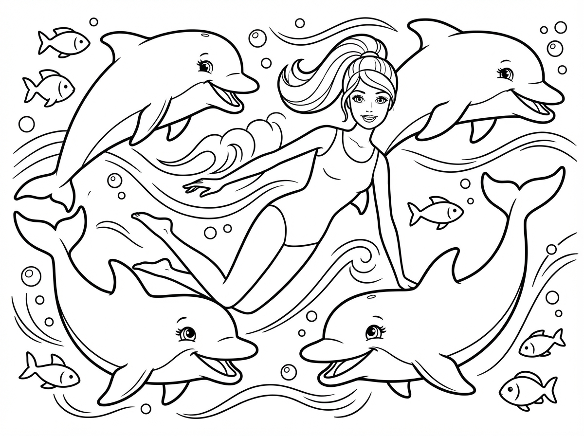 דולפינים שוחים עם ברבי