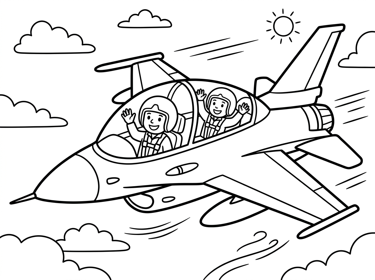 צור תמונה של מטוס קרב אם 16 עם טייס ונווט שרואים הפנים טסים