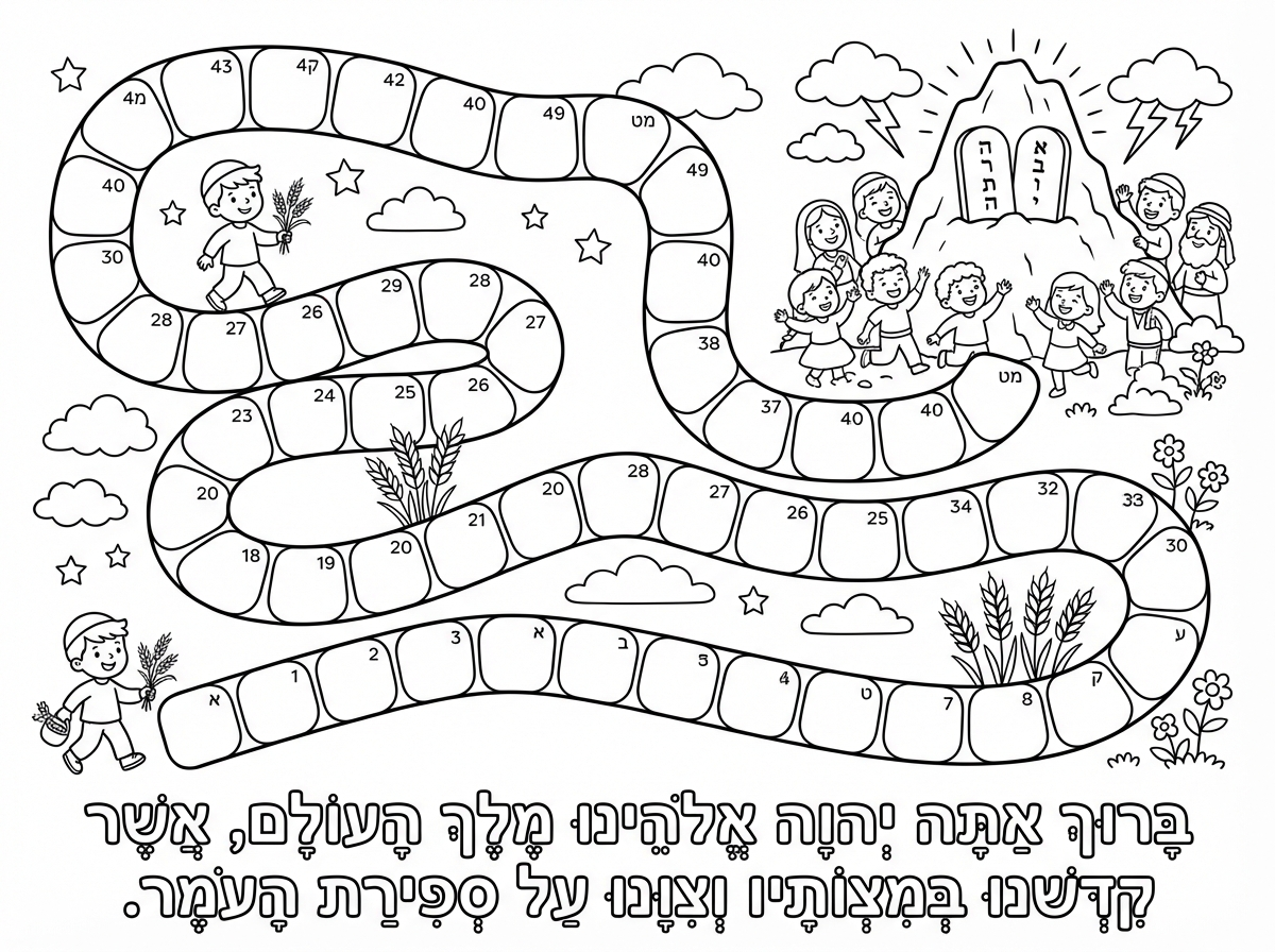 הלוח צריך להיות צבעוני בצורה של מסלול עד שמגיעים למתן תורה