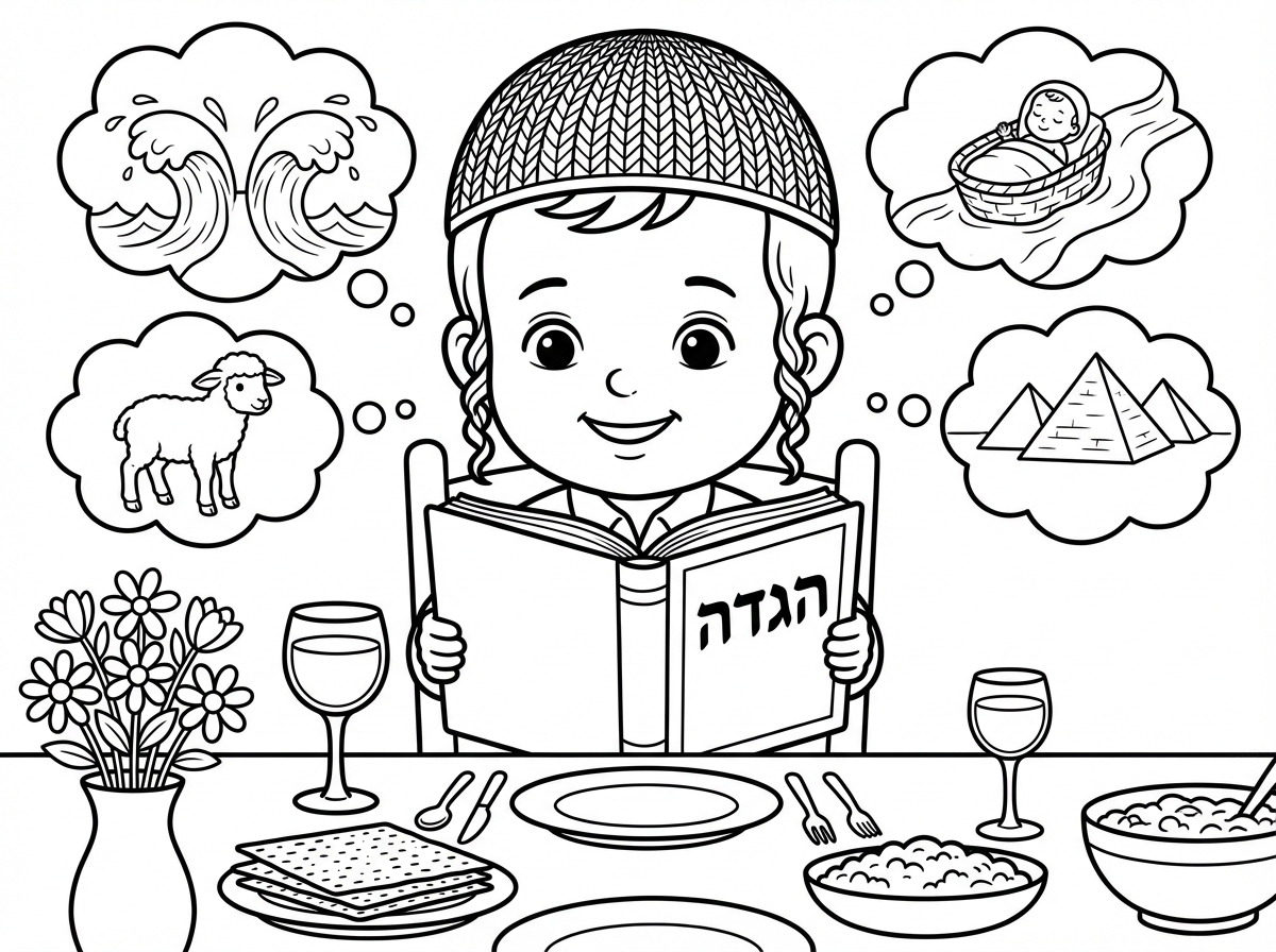 להסיר את הכיתוב שעל ההגדה. על הכריכה בצד הנגדי, יהיה כתוב: הגדה.
במקום גדי, שה קטן.
הילד צעיר יותר