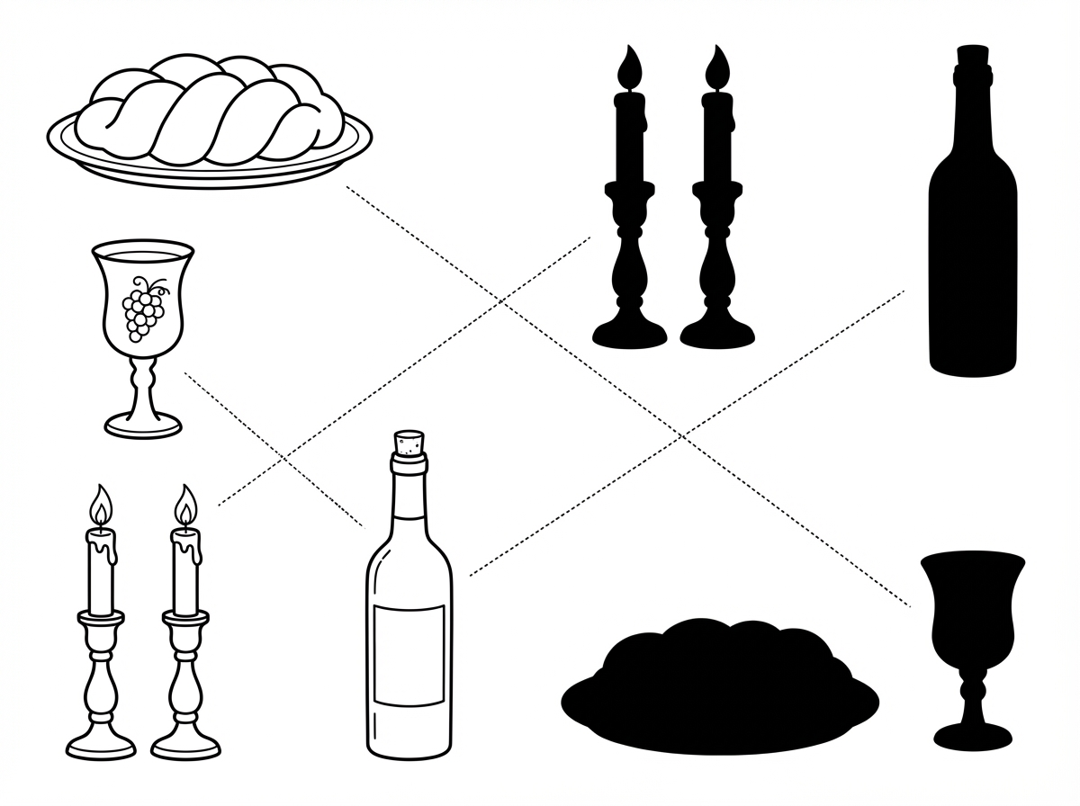 אשמח גם לדף התאמת ציור לצלליות בנושא השבת