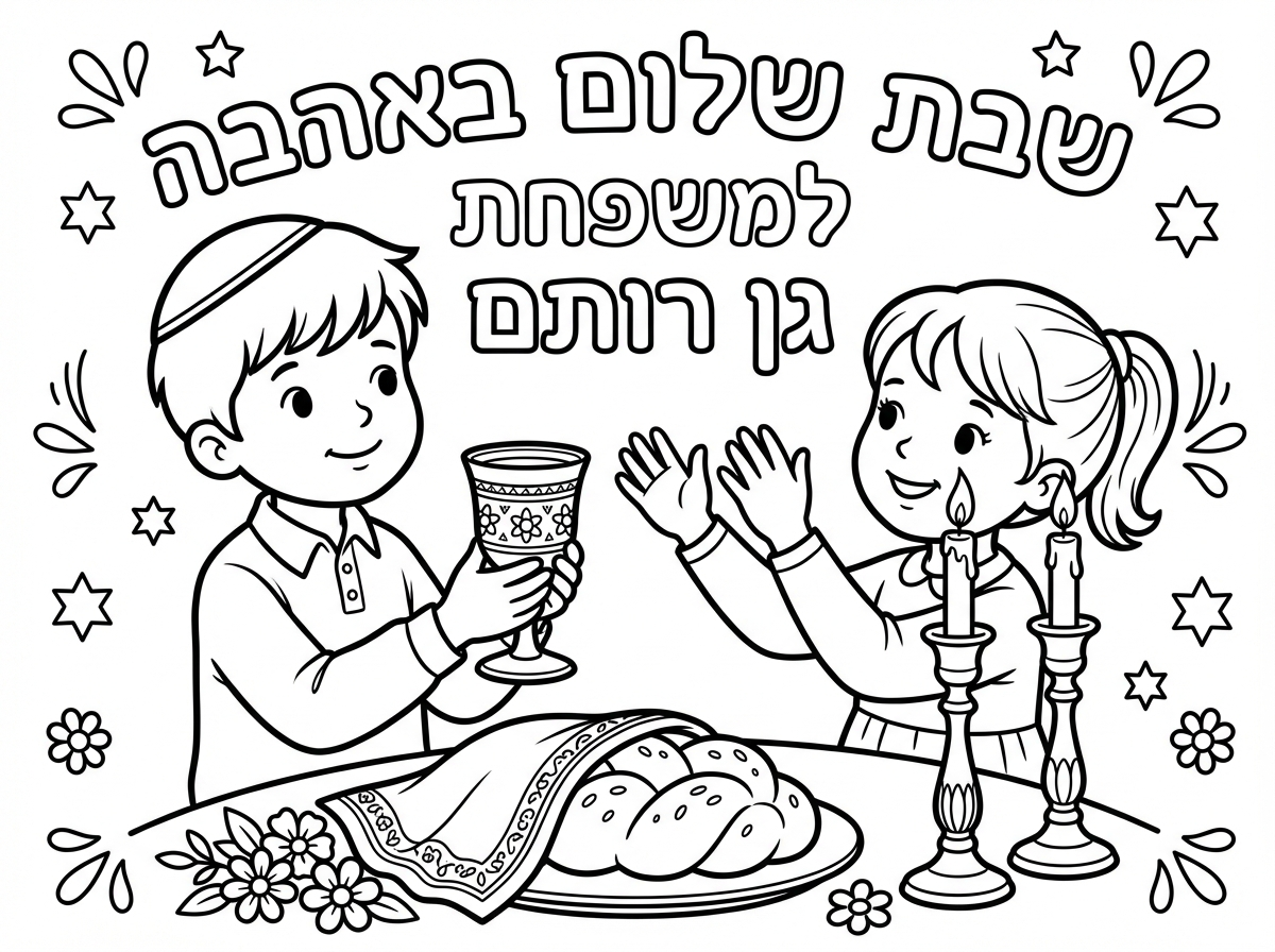 אפשר שהילד מחזיק את הגביע
והילדה מרימה ידיים להדליק נרות