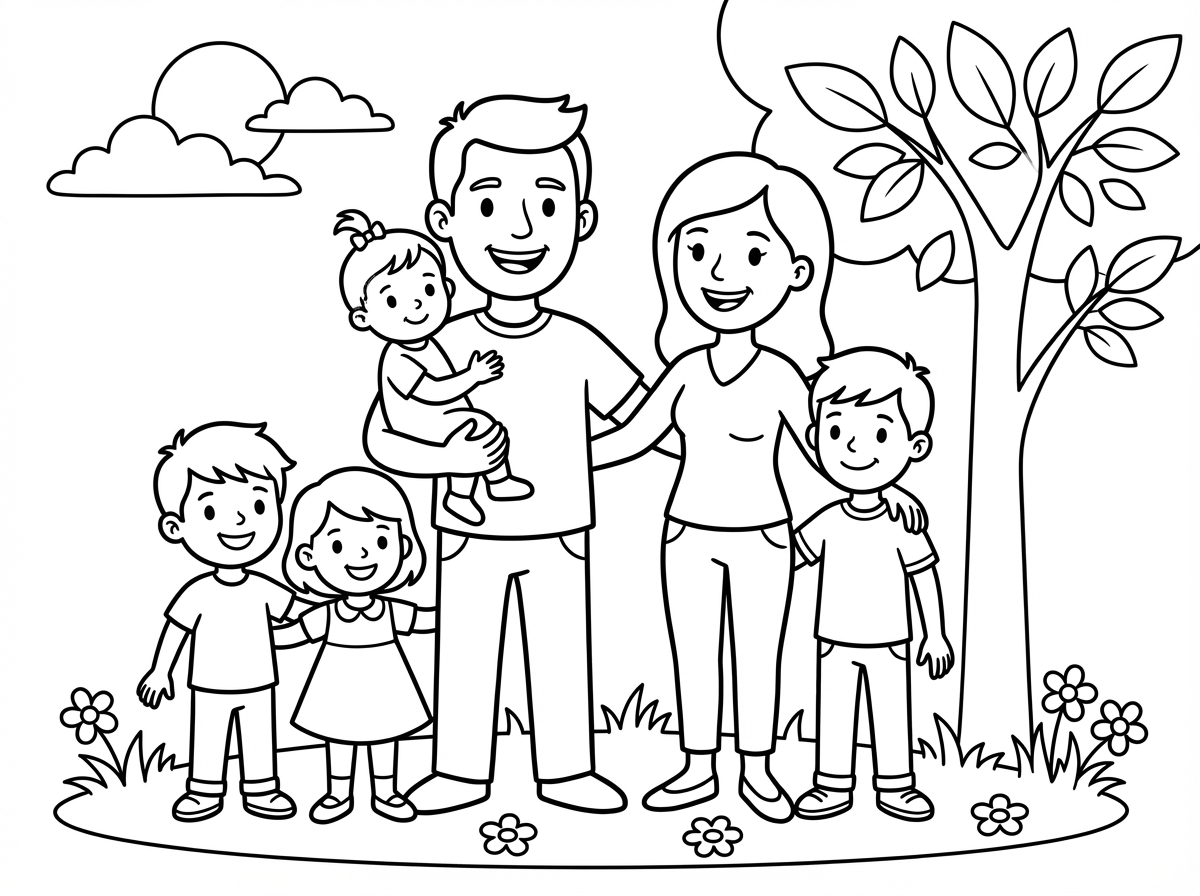 של אבא ואמא ובת שלושה בנים ועוד בת תינוקת