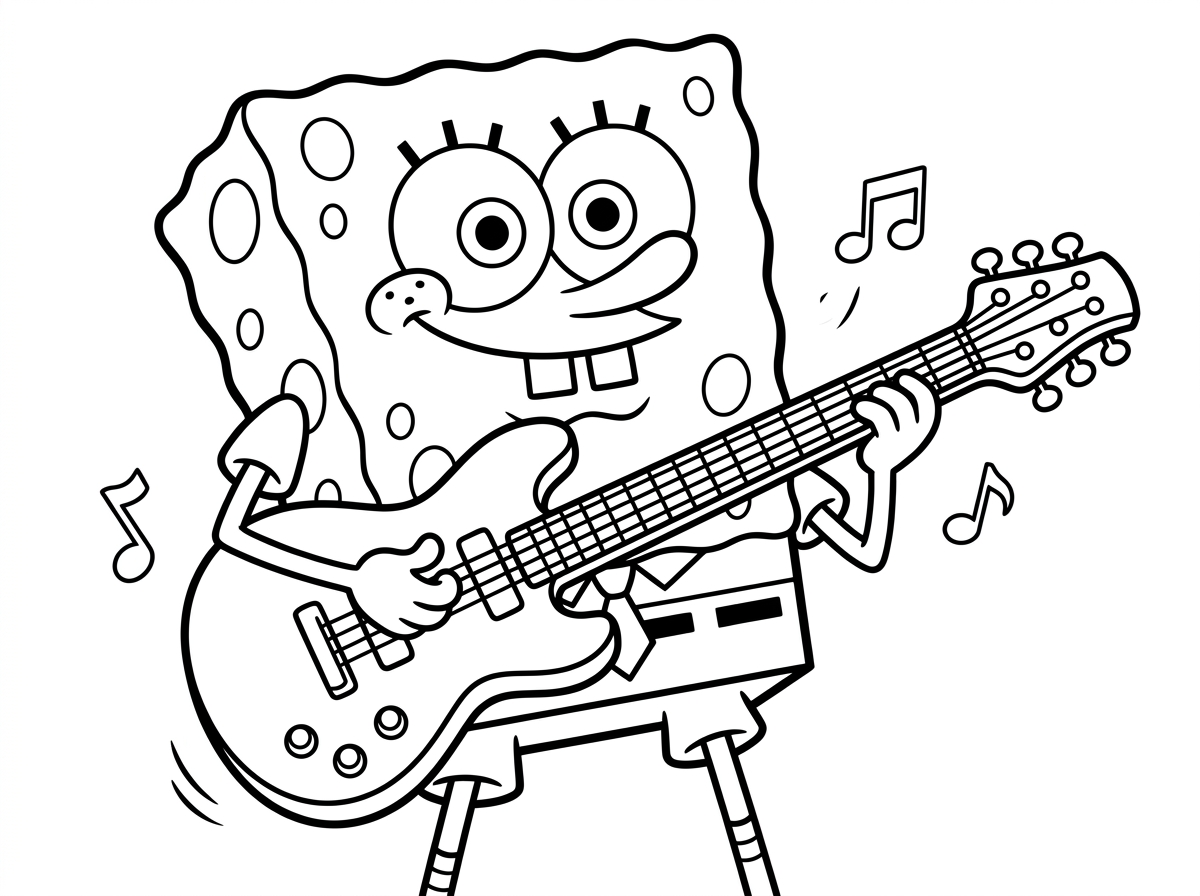 בובספוג מנגן בגיטרה חשמלית