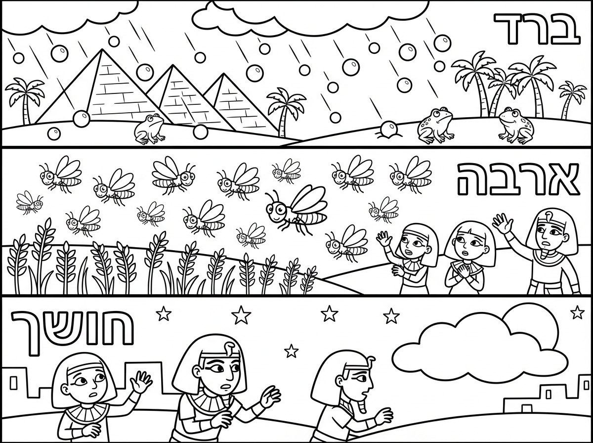 עכשיו תכין על אותו סגנון עם מכות ברד,ארבה וחושך