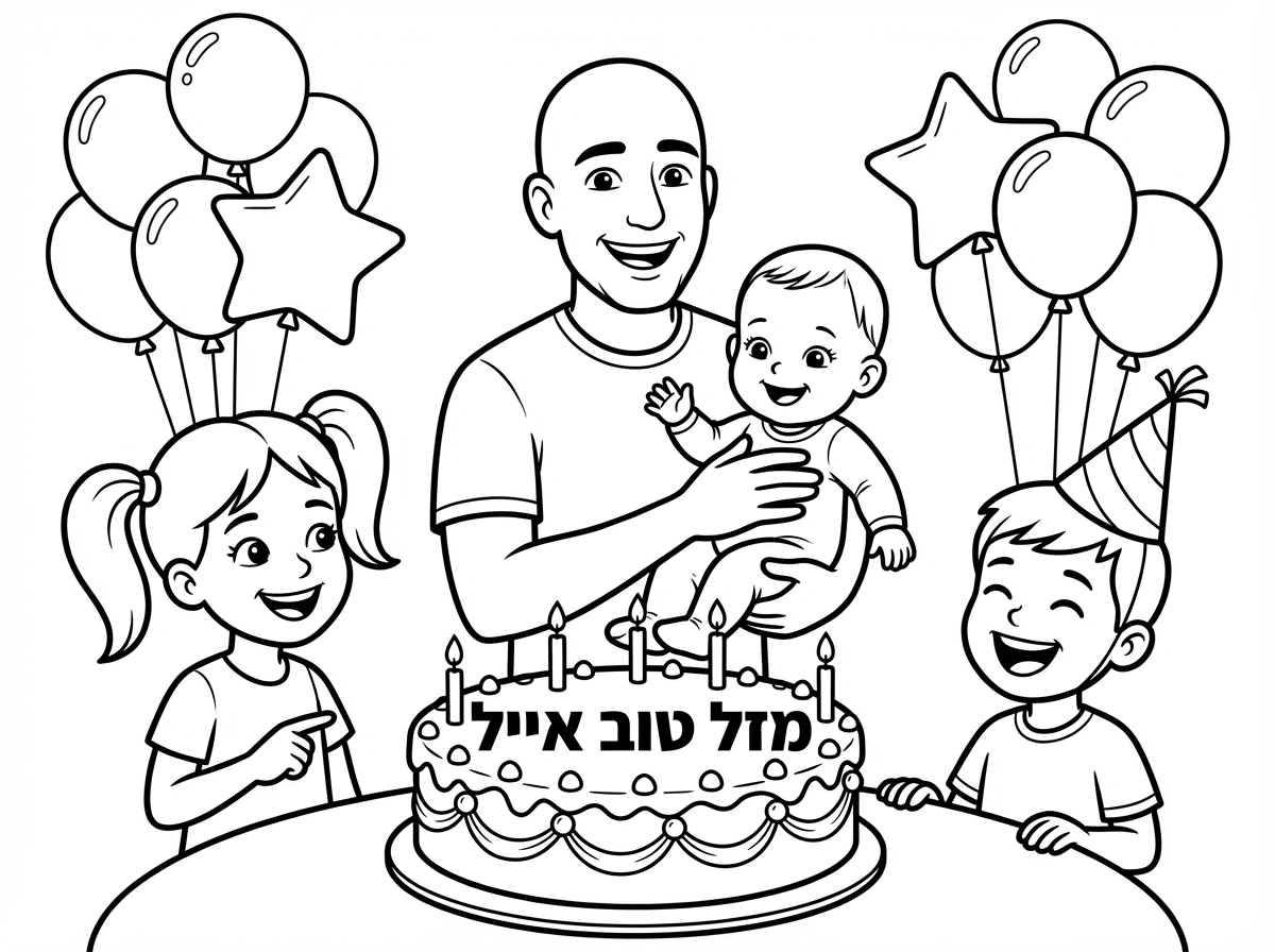 תיצור לי את אותו הדבר עם 3 ילדים ואבא. הילדה הבכורה היא בת 6, הילד הבינוני בן 4 וגם תינוקת בת חצי שנה שהאבא אייל מחזיק